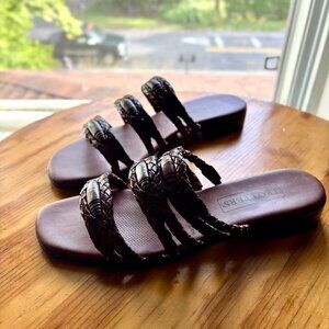 90s Trotters woven strap leather slide sandals